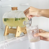 glass kettle cold water kettle summer household fruit teapot with faucet lemon water bottle cold water glass water bottle