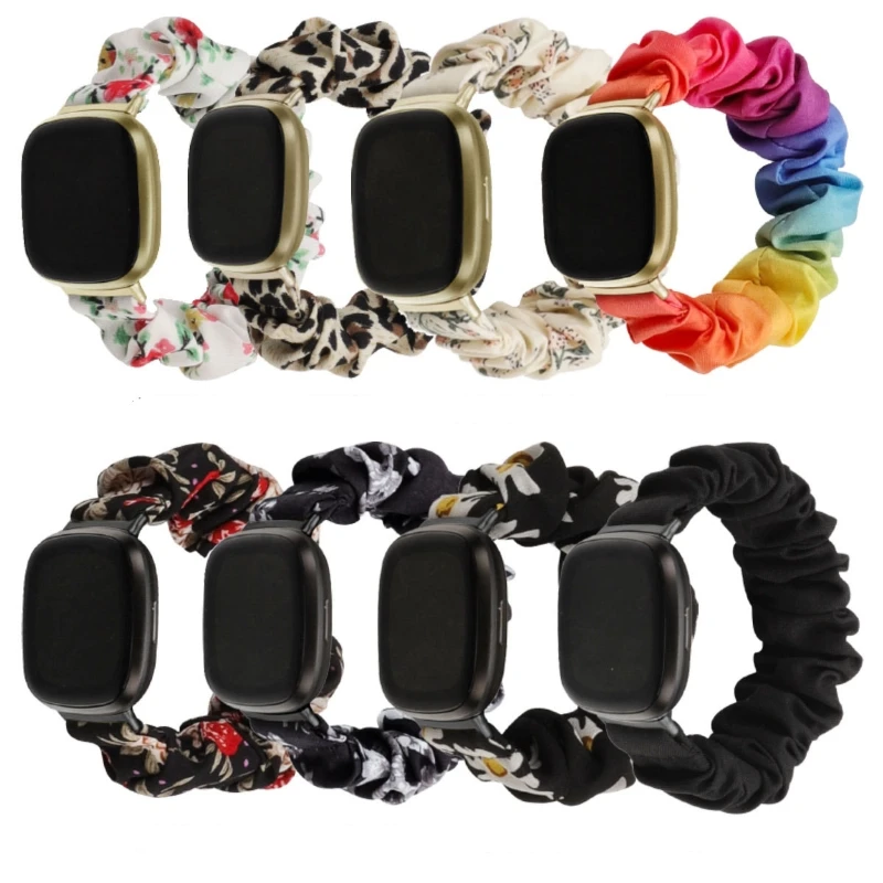 

Elastic Fabric- Band for fitbit-Versa 3 Women Girls Woven Strap Scrunchies Watch