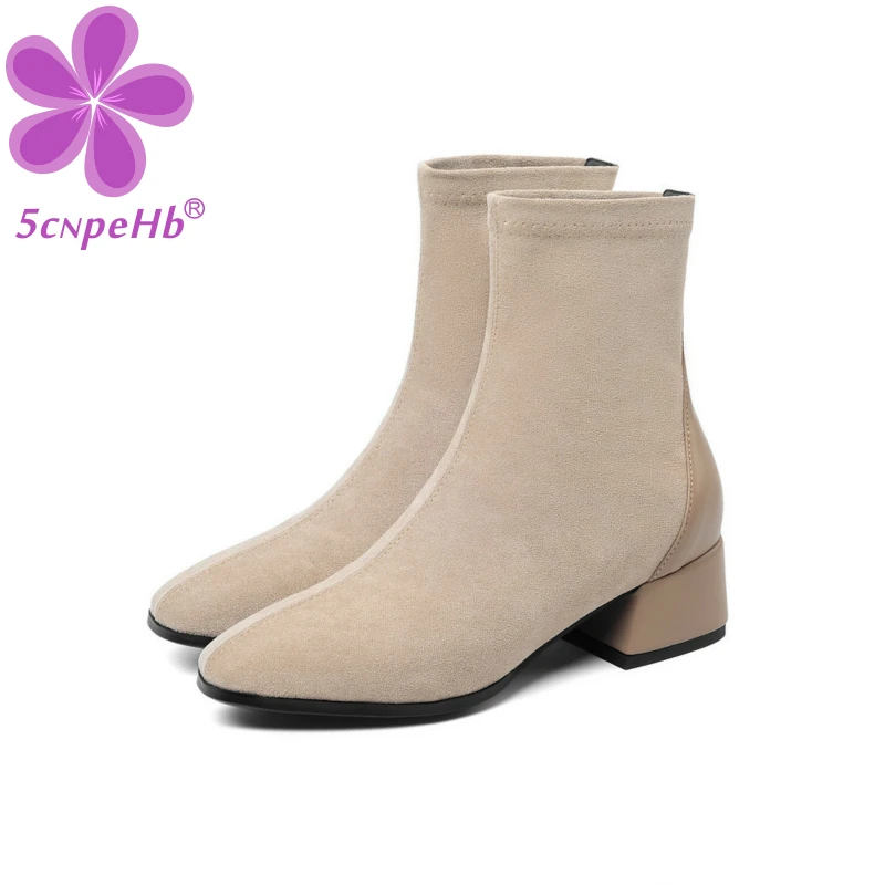 

Women Killer Boots Autumn Winter Shoes England Mid-Calf Martin Boots Solid Color High Heel Stitching Design Ladies Footwear 2020