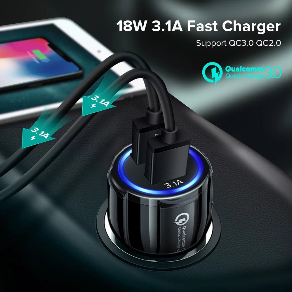 Автомобильное зарядное устройство с двумя USB портами 5 В 3 0 А|Зарядные устройства