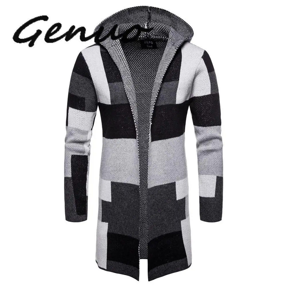 

Для мужчин полосатый кардиган пальто свитера с капюшоном плащ Длинная ветровка плащ пальто вязаный свитер большой Размеры 5XL кардиганы, верхняя одежда