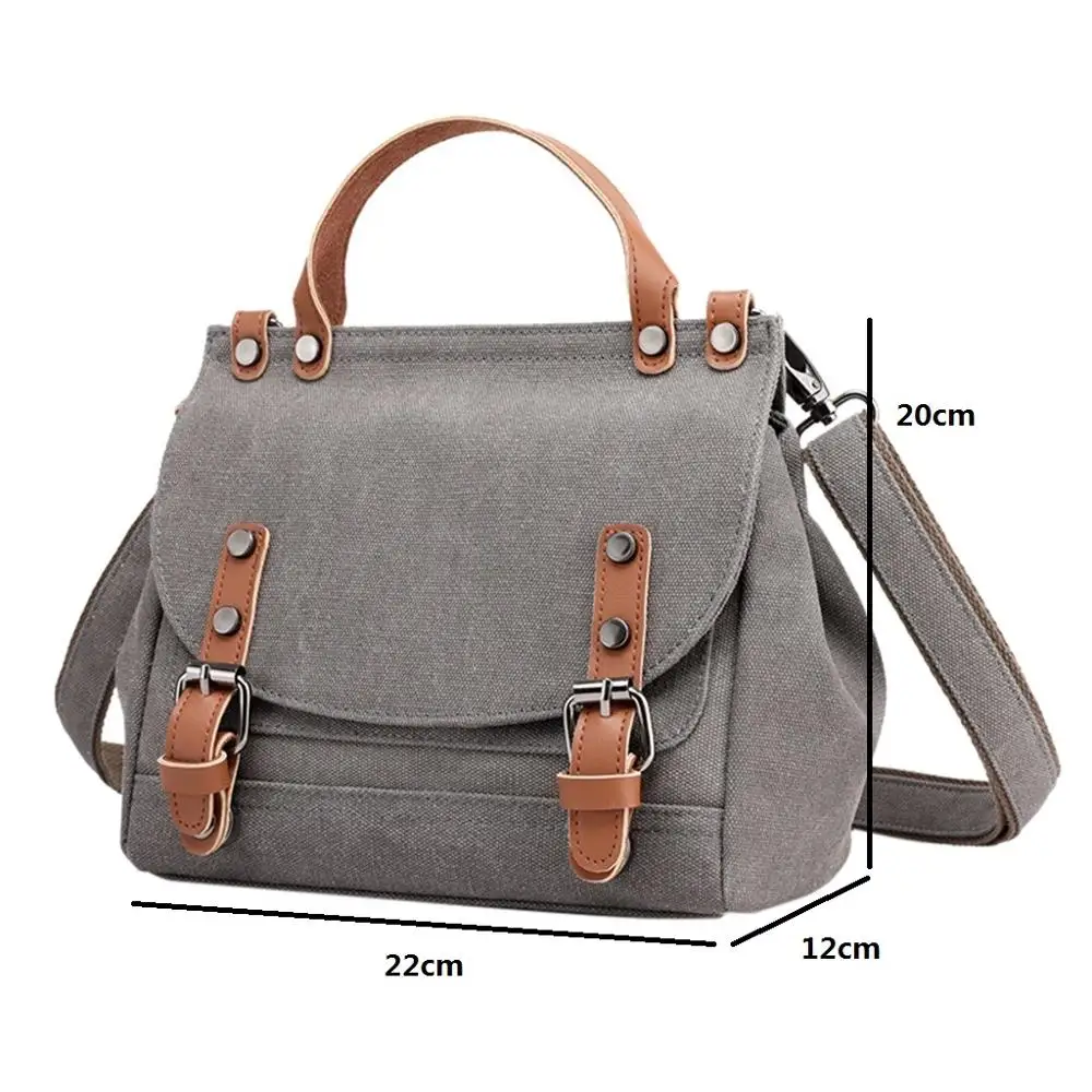 

Retro Women's Canvas Shoulder Bag Solid Color Large Capacity Canvas Handbag Brand Design Crossbody Bags #20