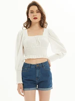 women top sexy blouse off shoulder top long sleeve club party white shirt puff sleeve ruffle tunic crop top summer tube top