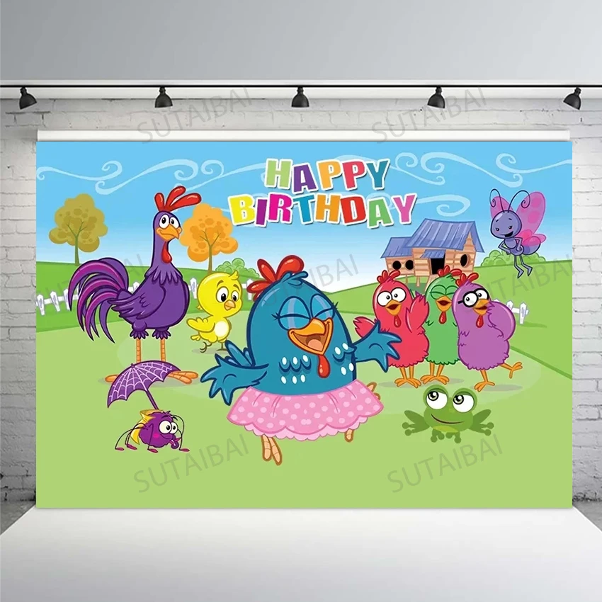

Farm Barn Chick Hen Chicken Baby Happy Birthday Party Backdrop Photography Green Grass Spring Background Photo Studio Photocall