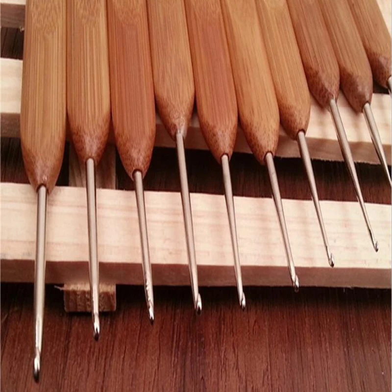 

Bamboo Crochet Beginner Set Mixed Aluminum Handle Crochet Hooks Kit Bamboo Knitting Knit Needles Weave Yarn