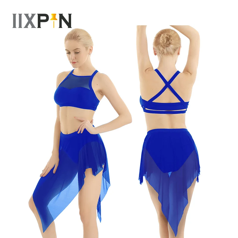 Женское балетное платье лирический танцевальный костюм купальник без рукавов с
