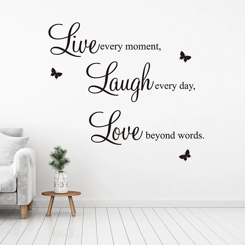 Настенная цитата Живи смейся любовь настенная наклейка Виниловая Современная