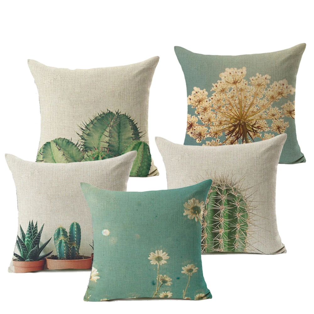 

Tropical Plant Cushion cover Flax Cotton Home Art Decoration Pillow Sofa Chair Back Pillow, Automotive Decoration Pillow 45x45cm