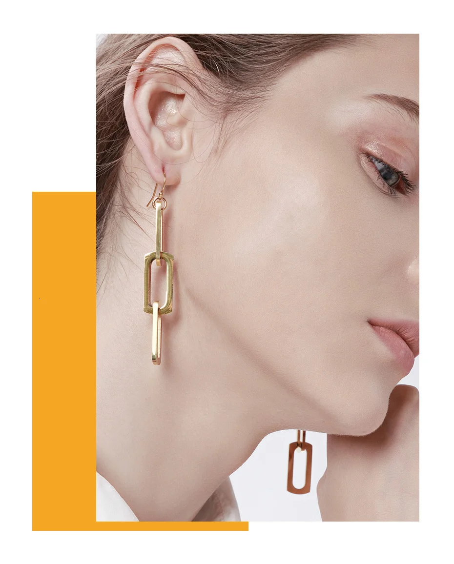 Vnox Look, тонкие длинные серьги для женщин, идеальные подарки, ювелирные изделия из нержавеющей стали, полые шпильки, висячие серьги oorbellen