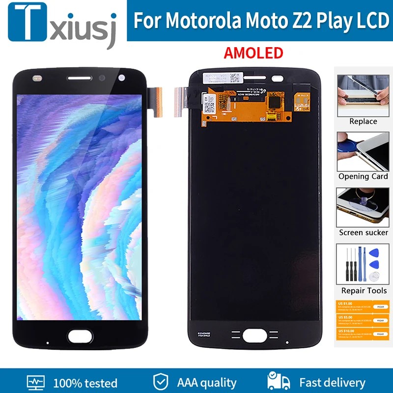 

5.5" AMOLED LCD Screen For Motorola Moto Z2 Play XT1710-01 07 08 10 LCD Display Touch Screen Digitizer Assembly Replacement
