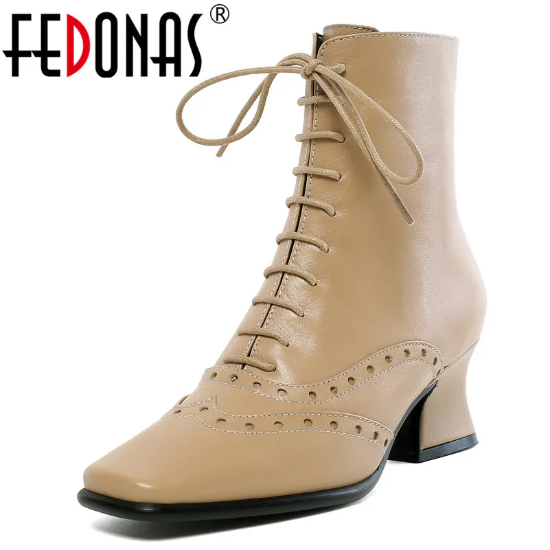 FEDONAS/женские ботильоны с перекрестной шнуровкой сезон осень-зима винтажная