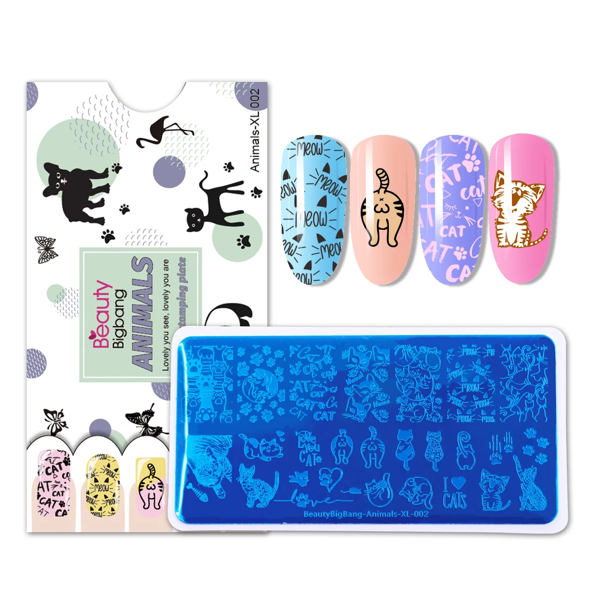 Пластины для стемпинга ногтей BeautyBigbang пластины дизайна с животным и котом