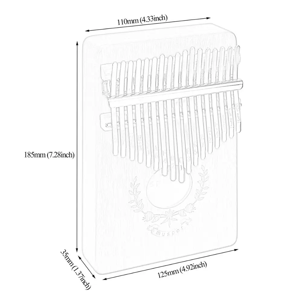 

Muspor Kalimba 17 key Mahogany Thumb Finger Piano 17 llaves Mbira Africa Percussion Keyboard Musical Instrument Calimba