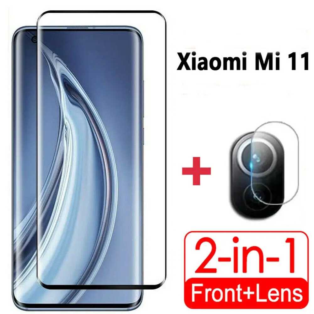 

2in1 Full glue Tempered Glass Screen Protector & 3D Curved Camera Lens Film for Xiaomi11 Protectors for Xiaomi 11