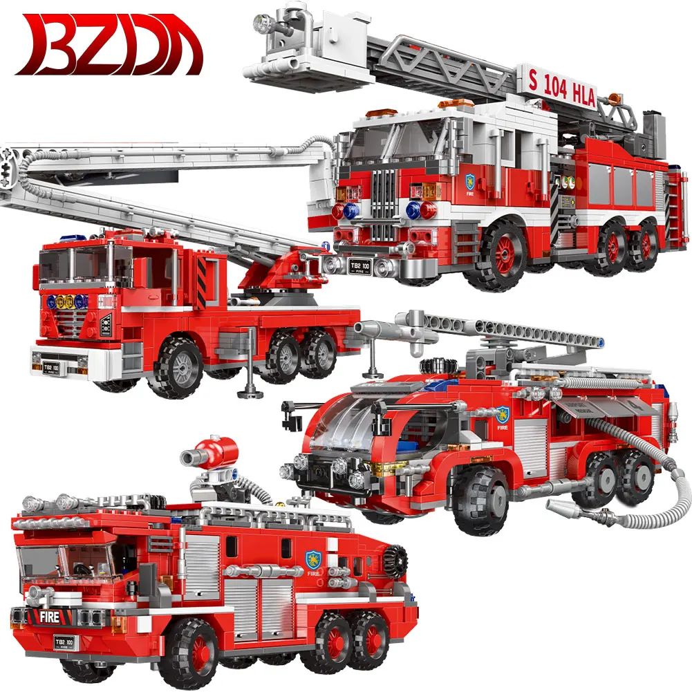 

XINGBAO Fire Truck Series Airport Fire Ladder Car Model Assemble Building Blocks DIY Vehicle Toys For Children Christmas Gifts