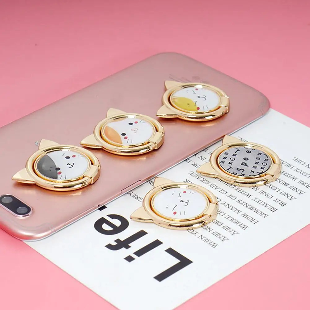 

Luxury Cute Cartoon Cat Mobile Phone Socket Bracket For IPhone 5S-11 Ipad Smart Phone Metal Anti-skid Ring Bracket