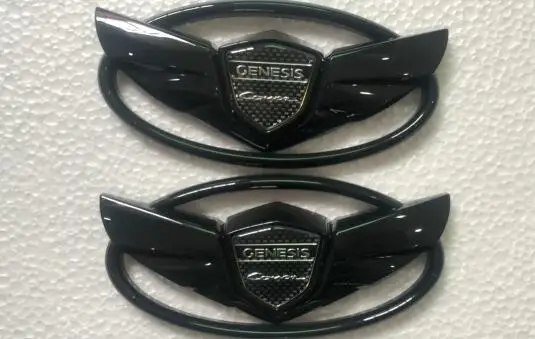 black 2 шт., автомобильные 3D Автомобильные стильные аксессуары, хромированная эмблема, значок, наклейка, наклейка на заднюю панель для hyundai Genesis Coupe, крыло автомобиля, наклейка - Цвет: black