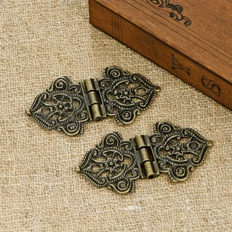 HOT-20Pcs Antique Decorative Hinges Bronze Engraving Design Box Jewelry Hardware for Vintage Cases Cabinets | Обустройство дома