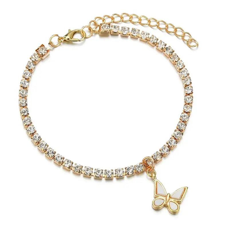 

1pc Fashion Alloy Butterfly Rhinestone Decor Anklet Adjustable Alloy Anklet Chain Anklet For Women Girls Jewelry Accessories
