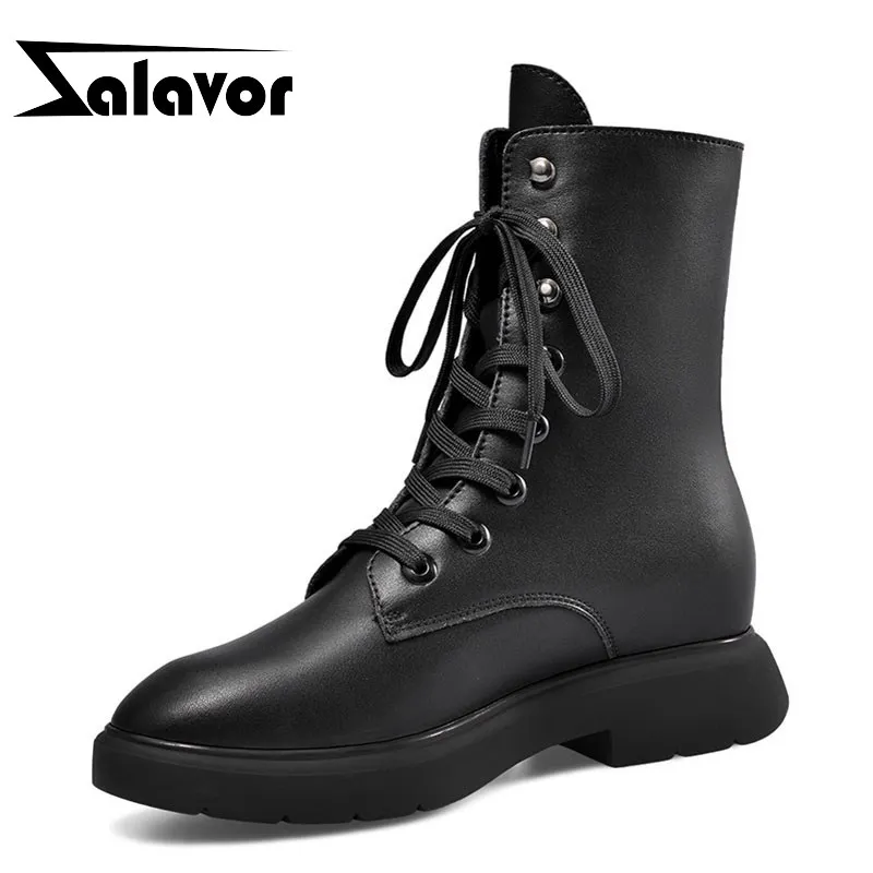 ZALAVOR/повседневные женские ботильоны из натуральной кожи черного цвета Модные