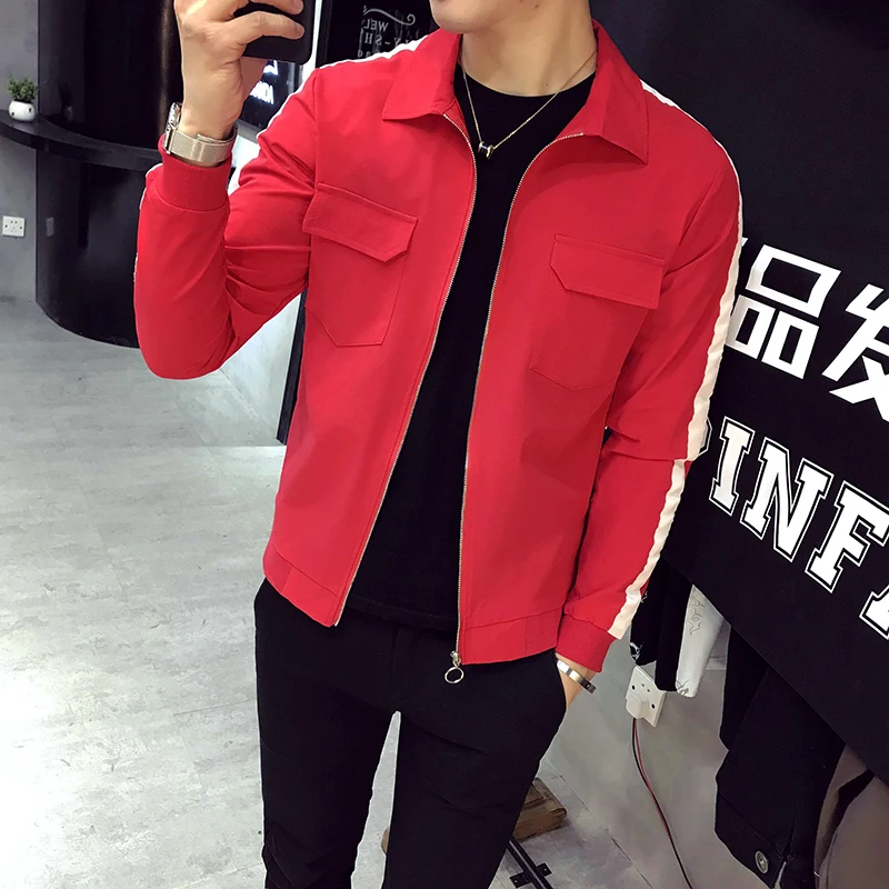 

Clothing Spring Men's Men's Korean-style Popular Jacket 2020 New Style Versitile Fashion Spelling Color Jacket Coat Red