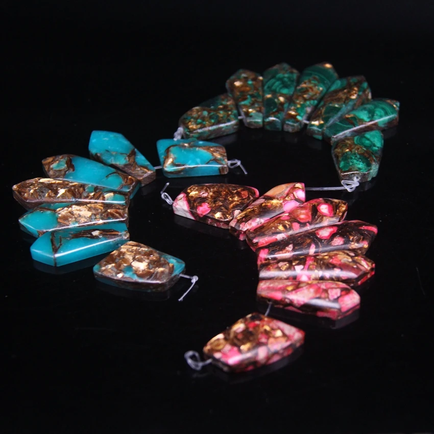 7pcs/set Sea Sediment Arrow Slice Graduated Pendant Beads Top Drilled Ocean Impression Jaspers Emperor Stone Necklaces Jewelry | Украшения
