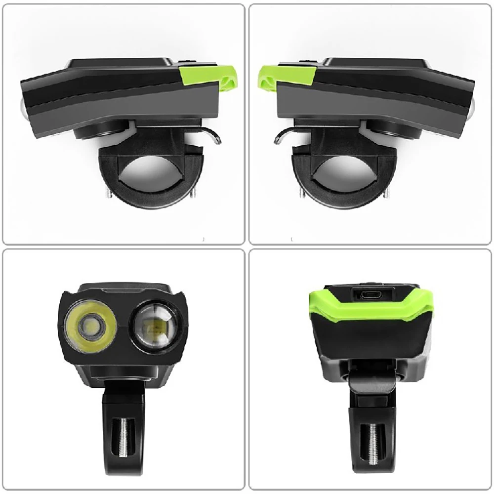 

Cycling Bicycle Wireless Code Table With LED Headlight 3 In 1 Portable Light Mountain Bike Front Lamp With Alarm Horn Front Lamp