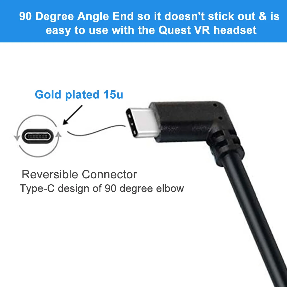 

16ft 5m Portable Durable PVC Multifunctional Stable Gaming USB 3.2 Gen 1 3A Link Cable Replacement Parts For Oculus Quest 2