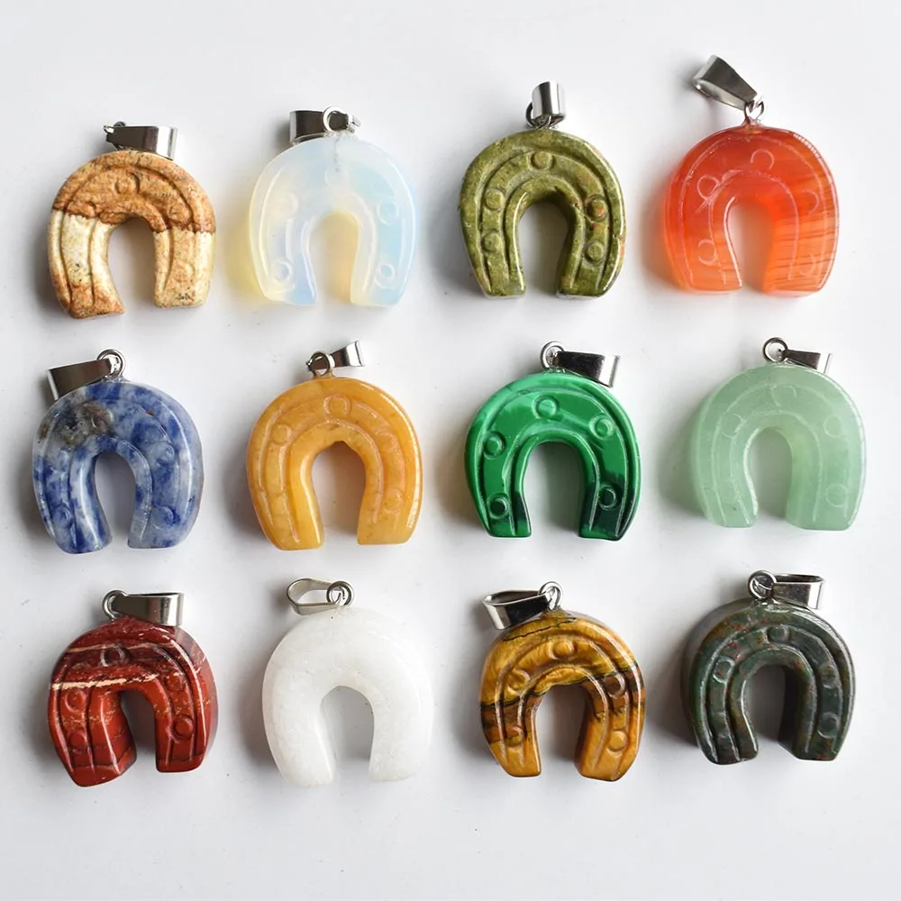 

2020 модные подвески из натурального камня в форме подковы, Подвески для изготовления ювелирных изделий, аксессуары, 12 шт./лот, оптовая продаж...