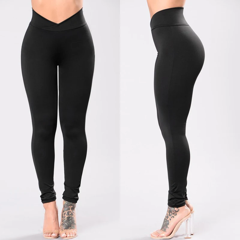 Women Leggings New Fashion High Waist Elastic Fitness Workout Long Skinny Trousers Casual Sports Slim Fit Solid Pleated Clothing