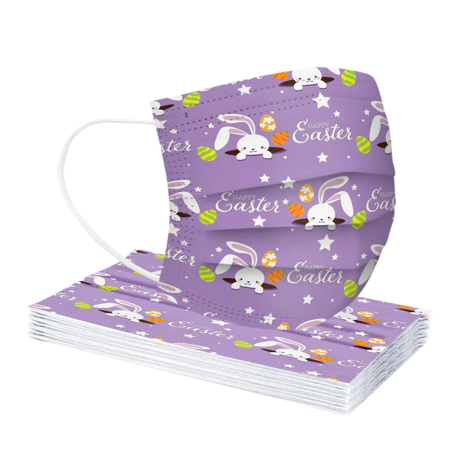 Пасхальная одноразовая маска для взрослых промышленная 3 слойная с петлями ушей