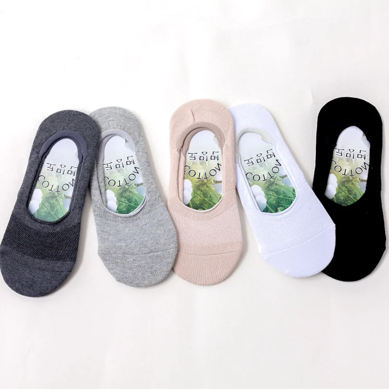 

2021New Men's Invisible Cotton Socks Male Short No Show Sock Summer Thin Breathable Casual Dress Socks 5 Pairs Size EUR 39-44