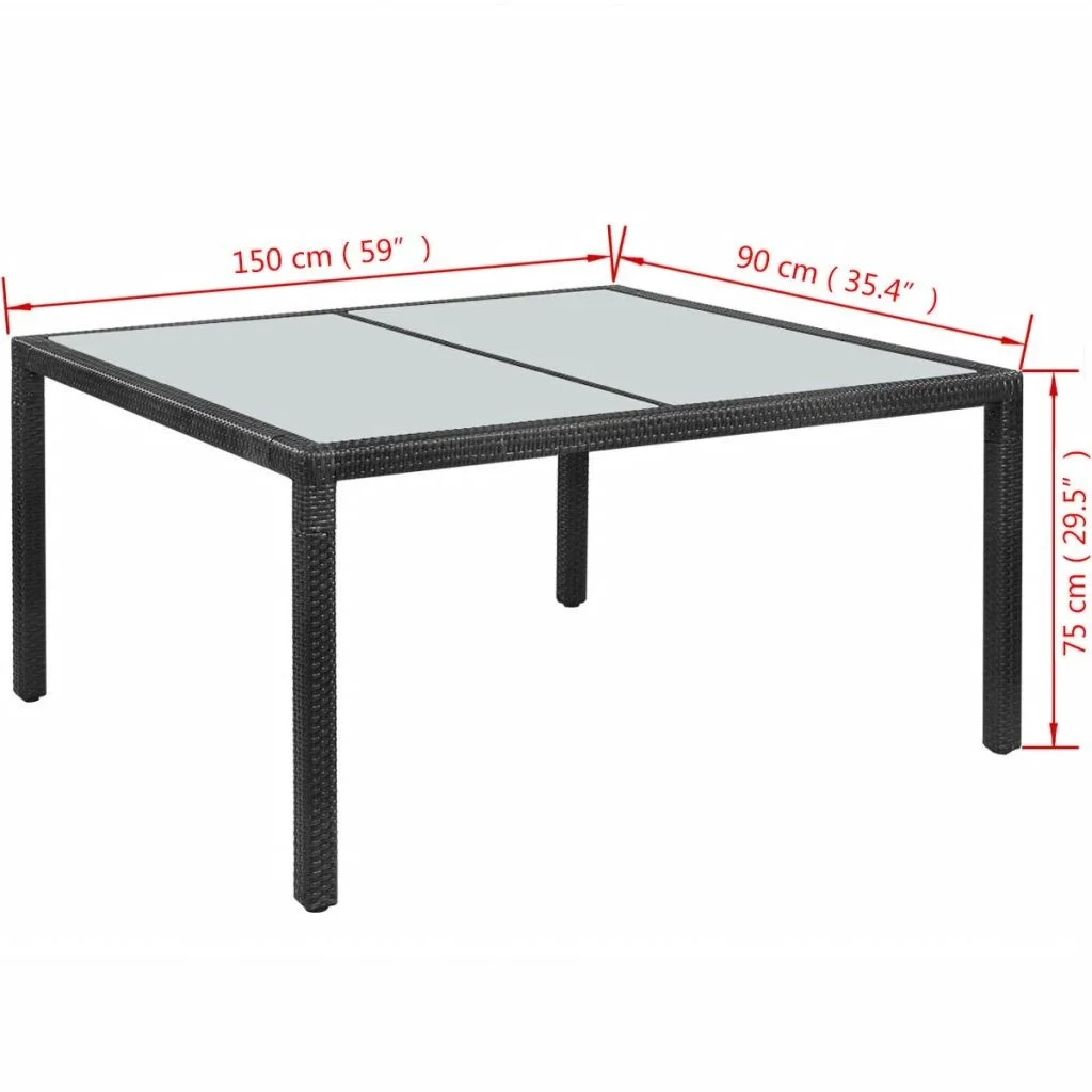 

AU WarehouseFurniture Garden Table Black 150x90x75 cm Poly Rattan