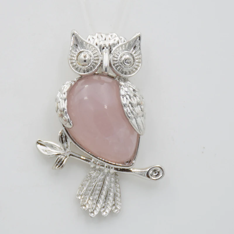 Silver Color Animal Owl Pendants Water Drop Shaped Natural S