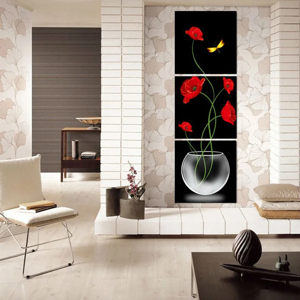 3 шт. цветок лотоса Плакаты 3D настенный художественный холст внутренняя