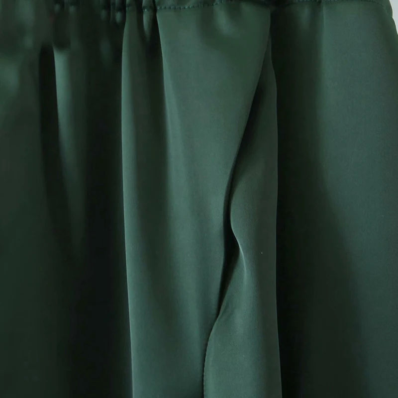 

Fashion Women Green Suit Pants Trousers with Slash Pockets Lady Pants Pantalon