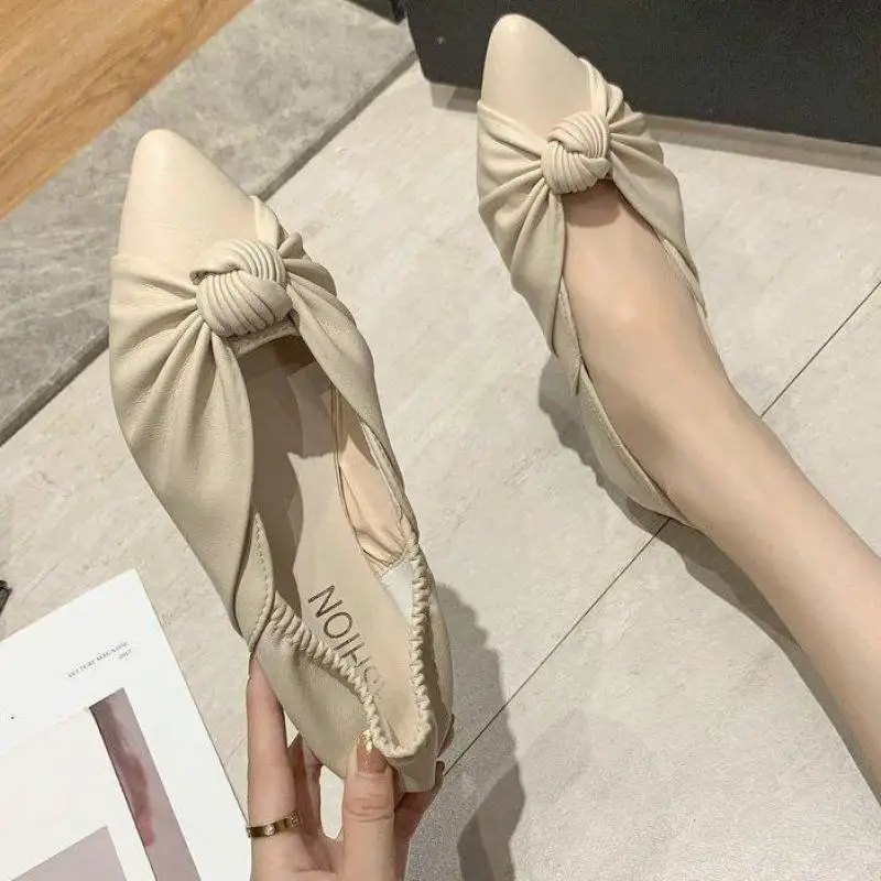 

Women Shoes Bow Shallow Single Shoe Slip On Woman Loafers Flat Moccasins Ballerina Shoe Spring Autumn Pointed Toe Lady Footwear