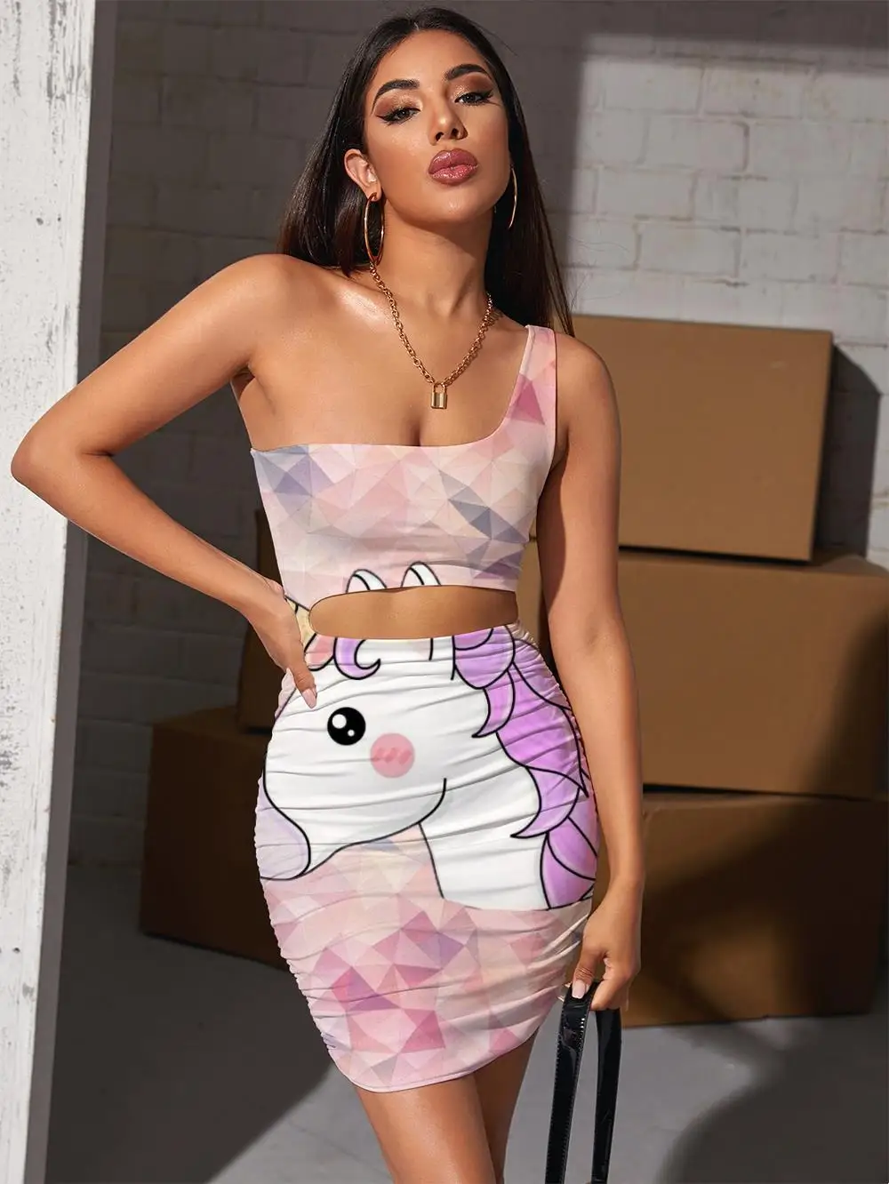 

Giyu Brand Unicorn Dresses Women Rainbow Vestido Sexy Animal Halter Sleeveless Colorful Hollow out Dresses Womens Clothing Party