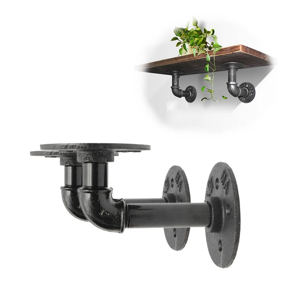 

2/4Pcs Iron Industrial Pipe Shelf Bracket Holder Rack L Bracket Vintage Retro Wall Floating Shelf Home Decor Storage Holders