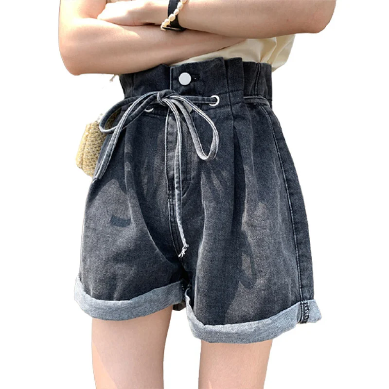 

2021 Summer Hot Sale Drawstring Short For Women NEW Pants Harem Casual Blue Denim Jeans Pants Fashion Plus Size 4XL Short Femme