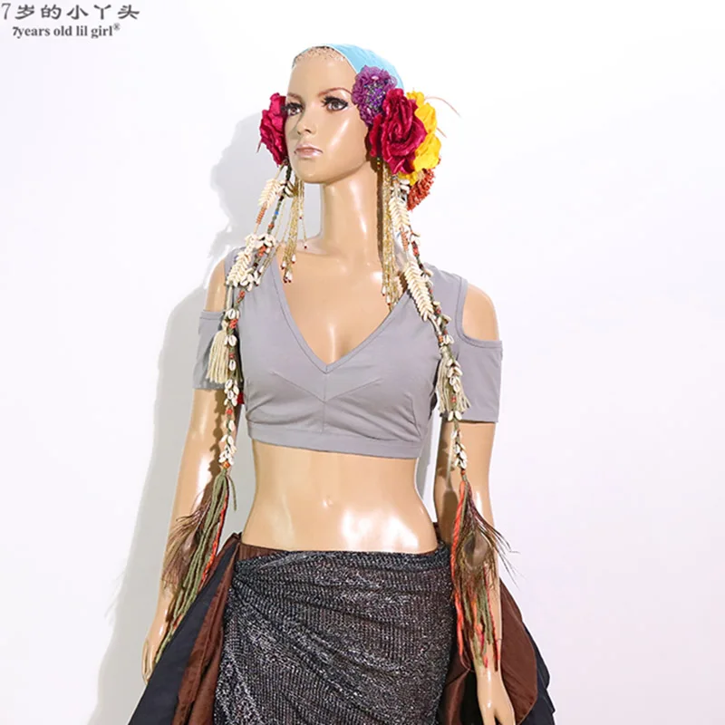 Нижнее белье из хлопка и лайкры для танца живота Choli прямая короткий рукав Топ