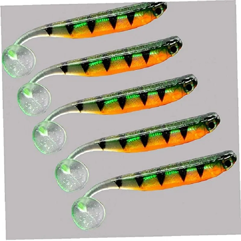 

5Pcs Soft T Tail Fishing Lures 3D Plastic Paddle Tail Fishing Bait Fishing Floats Accessories senuelos de pesca mar spinning