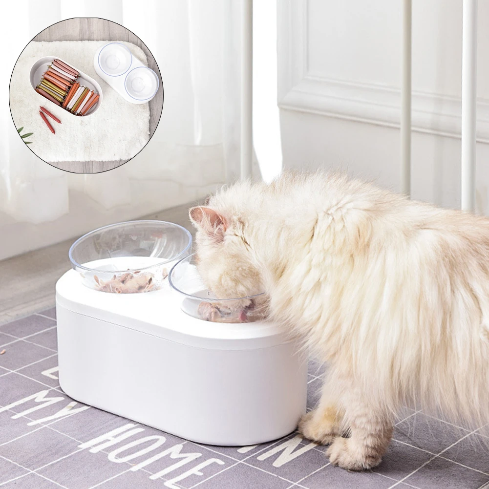

Pet Double Bowl Detachable Large Capacity Cat Feeder Split Dog Drinking Water Dish High Elevated Puppy Kitten Feeding Food Bowls