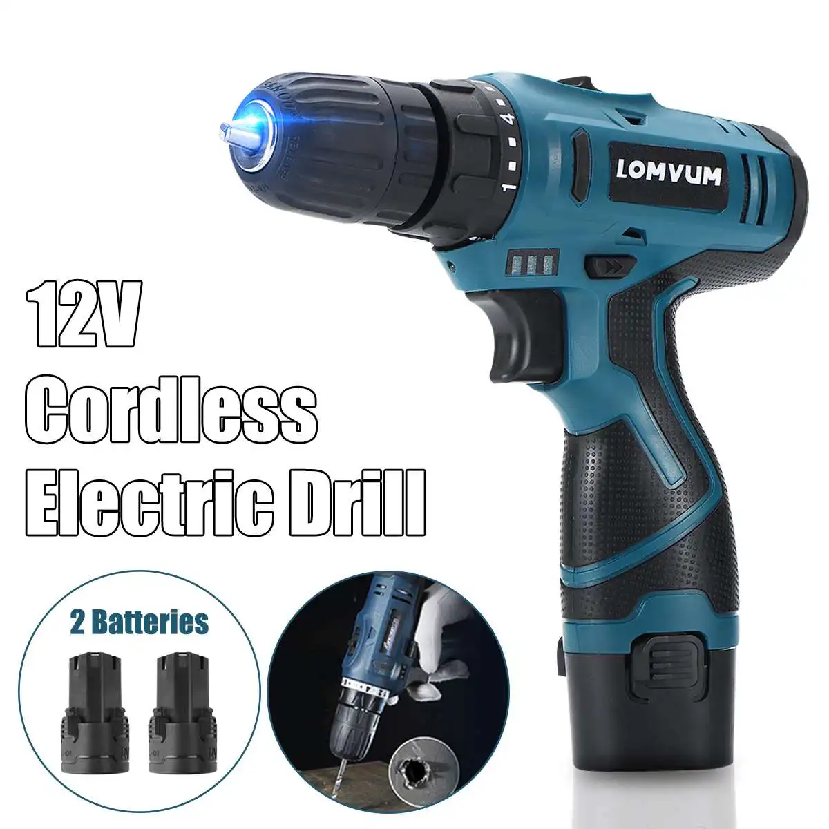 

Аккумуляторная дрель, электрическая отвертка с 2 аккумуляторами, 12 В