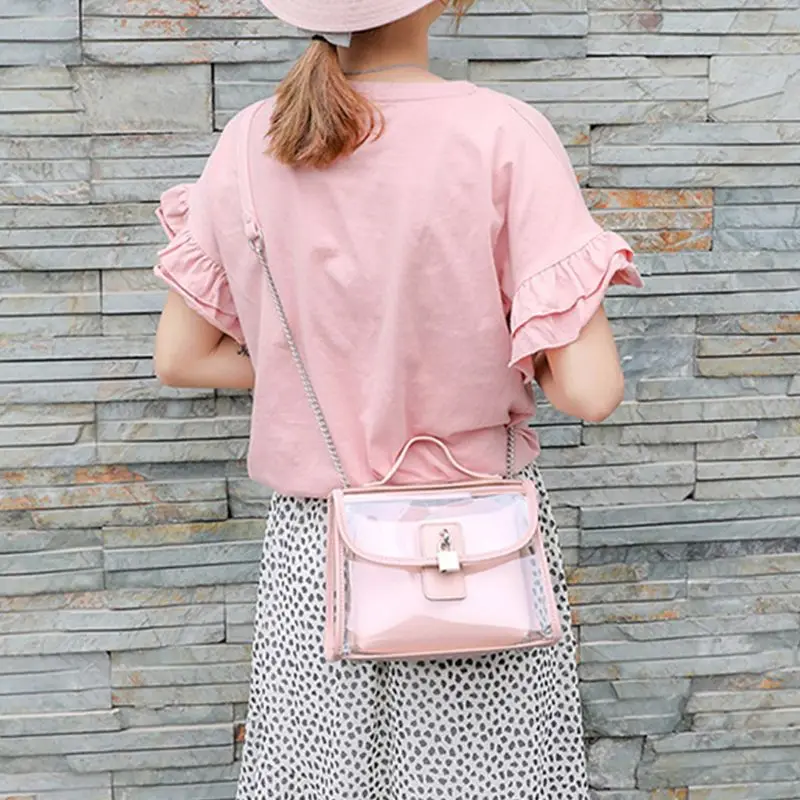 

Women Girls Handbag Transparent Crossbody Shoulder Bag Fashion Lady Summer Beach Purse Tote