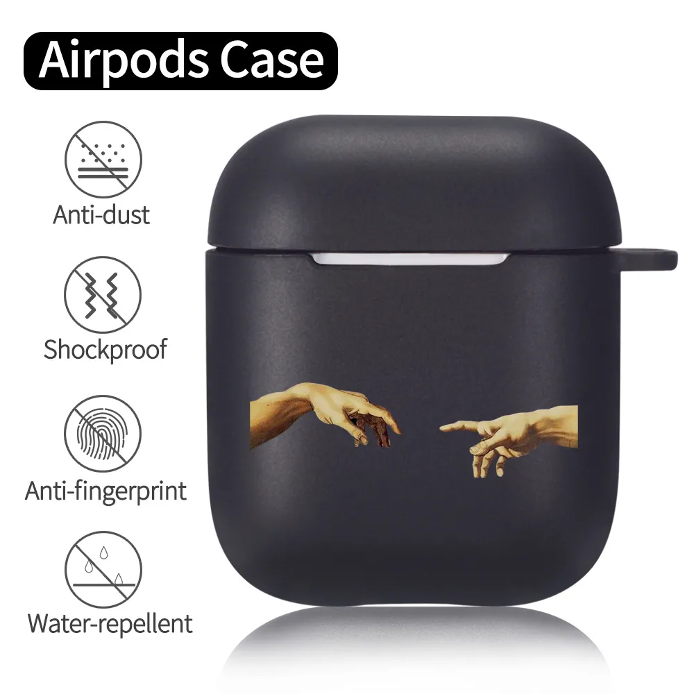 

Case For Airpods 1 2 Soft Earphone Case Mona Lisa Art David lines Painted Pattern Hard Case Coque Fundas For Airpods Case Cover