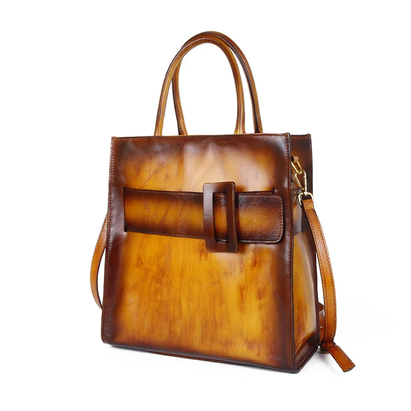 

2021 new retro fashion top layer cowhide simple fashion large Chinese style large capacity one-shoulder diagonal handbag