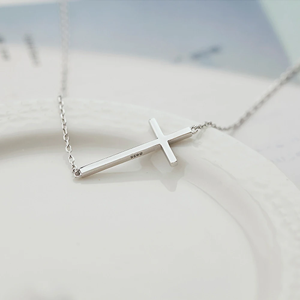 Рождественский подарок 100% Стерлинговое Серебро 925 пробы простой крест кулон