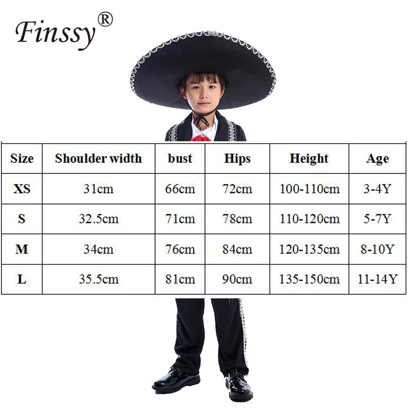 Kids costume Halloween for Chidren Mexican Costume Mariachi Party Set Matador Men`s Cosplay Carnival | Тематическая одежда и