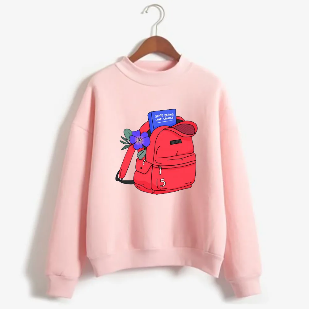 Powfu Singer Print Round Neck Sweatshirt Long Sleeve Soft Sweater for Women